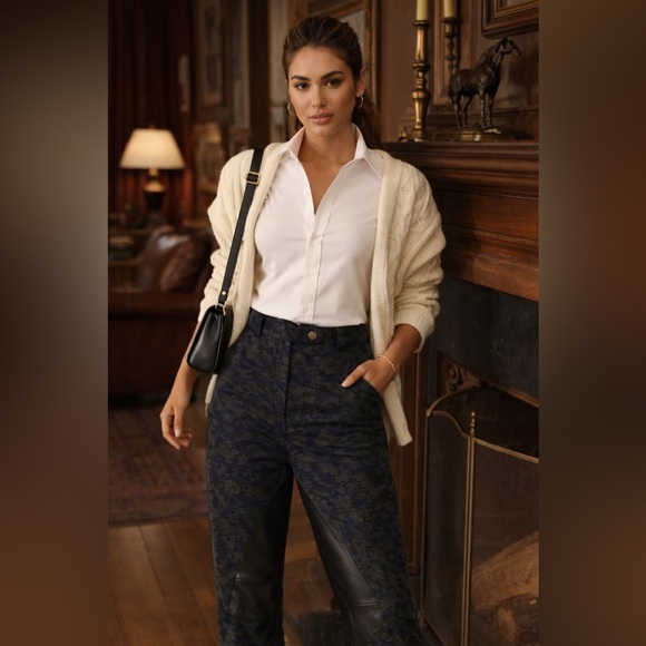 Roseanna Pants - Roseanna Equestrian Inspired Made in France Camo Trousers with Leather Details